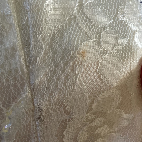 Gunne Sax 80s Puff Sleeve Lace Tulle Wedding Dress Basque Waist Princess Sequin - Picture 4 of 9